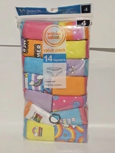 WONDER NATION BRAND NEW GIRLS Sz 4,10,12 HIPSTERS PANTIES 14pc VALUE PACK - Picture 1 of 3