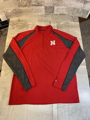 Suéter pulôver leve Nebraska Cornhuskers Colosseum masculino grande vermelho 1/4 zíper - Imagem 1 de 4