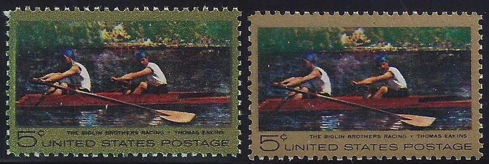 1335 - Color 99% Omitted Error / EFO "Thomas Eakins" "Sculling / Canoeing" MNH  - Image 1 of 1