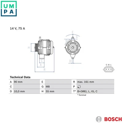 ALTERNATOR 0 986 082 900 FOR SUZUKI AERIO/Hatchback SAMURAI/SUV/Closed/Vehicle - Image 1 of 4