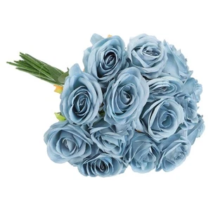 15 pezzi rose finte fiori artificiali rose artificiali rose di seta rose di seta teal - Foto 1 di 6