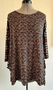 Comoda tunica asimmetrica USA top Lagenlook cerchi maniche a 3/4 taglia media - Foto 1 di 6