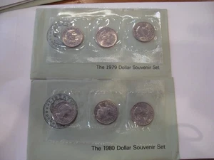 SUSAN B ANTHONY dollar souvenir 2 sets P,D,S 1979- 1980 Sealed Coins. - Picture 1 of 5