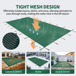 Inground Pool Safety Cover Winter Pool Cover 20 x 40ft with Hardware,Green Mesh - Picture 1 of 10