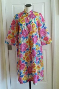 Stella Fagin Vtg 60s Flower Power Zip Kimono Lounge Midi Gown XS S M Pockets EUC - Picture 1 of 19