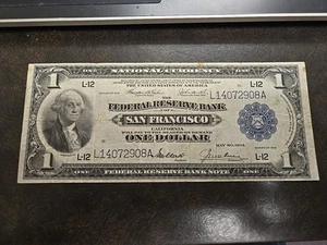 1918 $1 One Dollar San Francisco CA GREEN EAGLE Circulated Federal Reserve Large - Picture 1 of 10