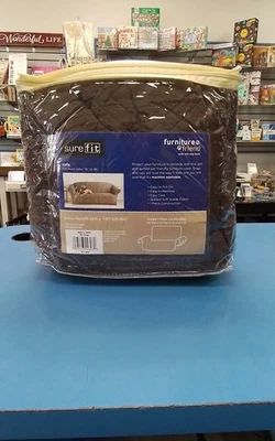 Sure Fit sofa slipcover - Brown 74"-96" - Image 1 of 4