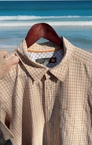 Quiksilver Plaid Waterman Collection Shirt SS Embroidered Logo Pocket Men Large - Picture 1 of 12