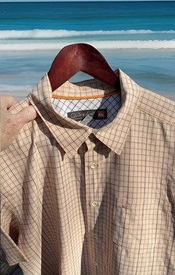 Quiksilver Plaid Waterman Collection Shirt SS Embroidered Logo Pocket Men Large - Image 1 of 4