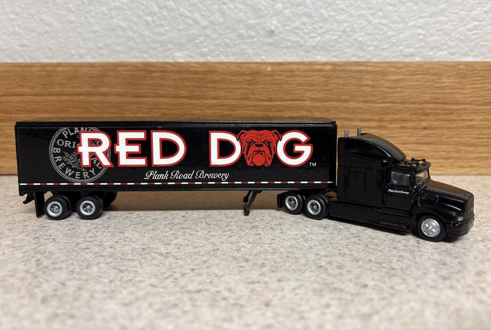 Vintage 1995 Road Champs HO Scale 1/87 Red Dog Beer Semi Ford Aeromax Diecast - Image 1 of 4