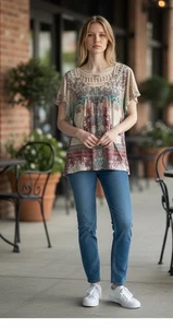 Camicia Live And Let Live con schiena all'uncinetto - Taglia 1X Multicolore - Foto 1 di 4