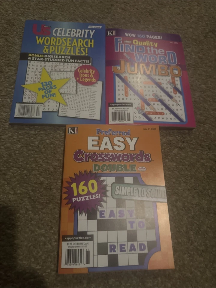 Lot of 3  CROSSWORDS Puzzle WORD Search Books 2023 By a360 Media - Image 1 of 1