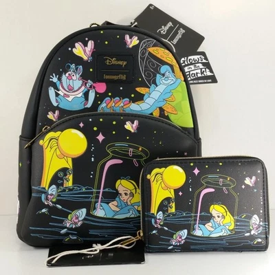 Mini Mochila y Cartera Disney Alicia en el País de las Maravillas Personajes Brillan en la Oscuridad Foto 1 de 4