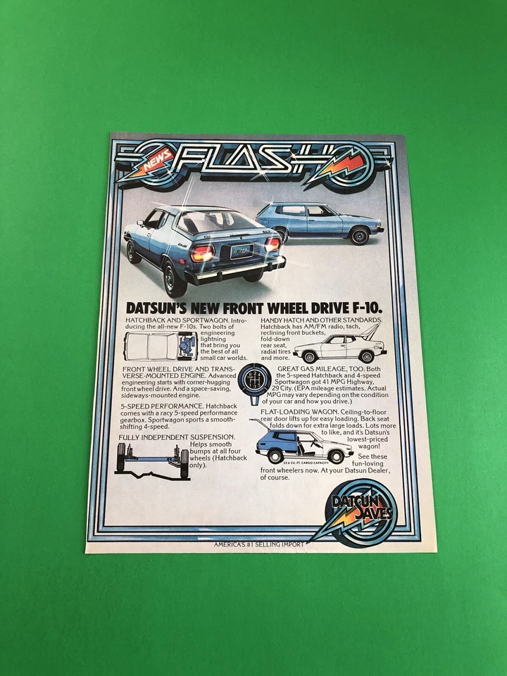 DATSUN F-10 F 10 ORIGINAL PRINT AD ADVERTISEMENT PRINTED - Image 1 of 1