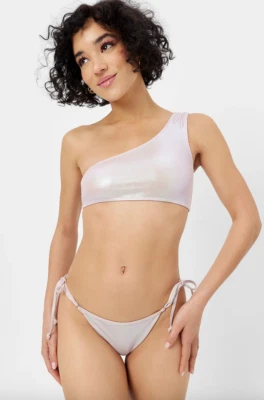 Frankie's Bikinis Pink Barb Iridescent One Shoulder Bikini Top, Size Small — 第 1/4 张图片