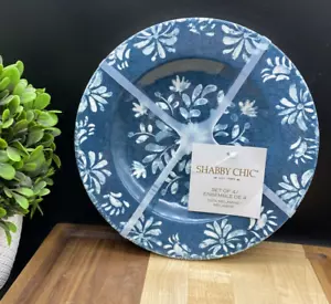 SHABBY CHIC MELAMINE Teal Spring Floral 8.5" Salad Plates (SET OF 4) NEW W/TAGS - Picture 1 of 7