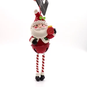 The Christmas Shoppe Santa Ornamento 2023 Resina Metal Campana Piernas Colgantes 7" Nuevo con Etiquetas - Imagen 1 de 12