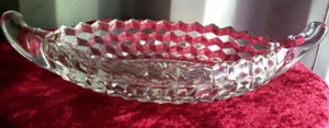 Vintage Fostoria American Cubist Glass Gondola-Shaped Candy/Serving Dish 12" - Picture 1 of 3
