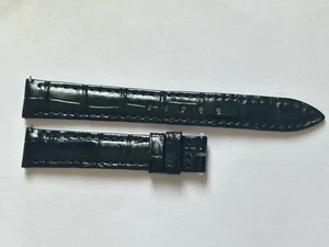 ORIGINAL jeager lecoultre ladies 14mm x 12mm Black Leather Band Strap NEW - Picture 1 of 12