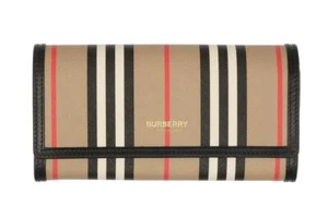 NEW BURBERRY HALTON STRIPED LOGO CONTINENTAL WALLET CLUTCH - Picture 1 of 7
