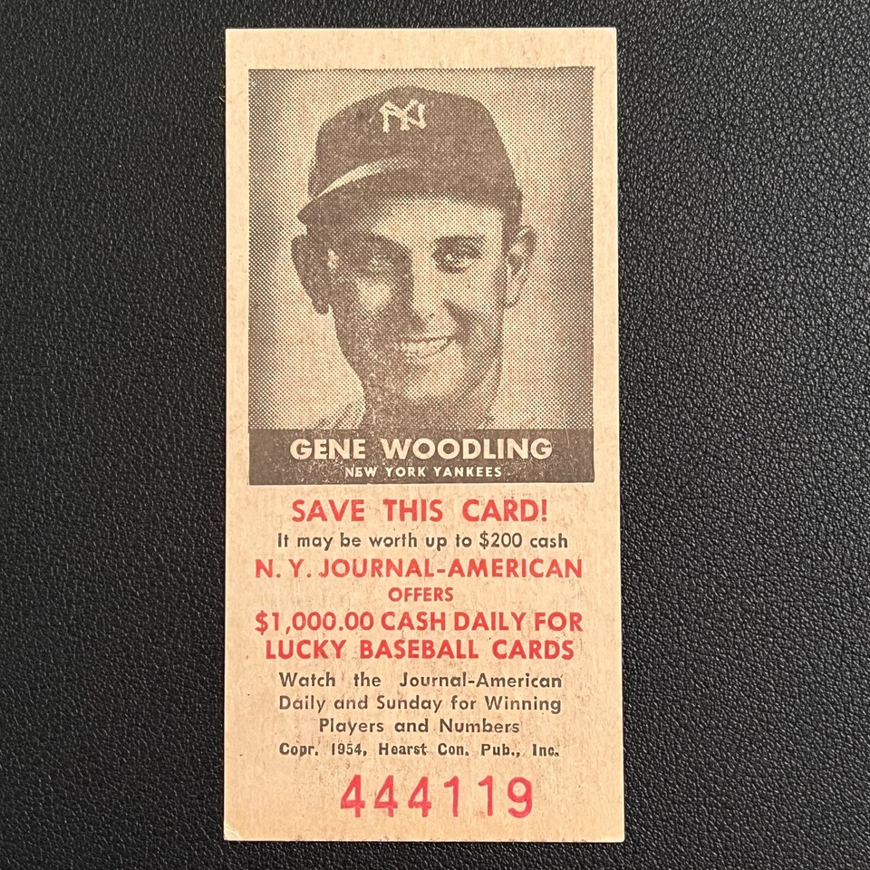 1954 NY Journal-American Gene Woodling New York Yankees Calendario EX+ sin pliegues Foto 1 de 2