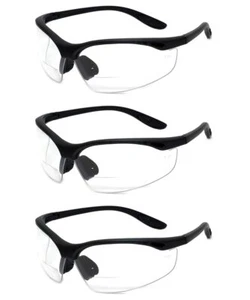 Calabria 91348 Wraparound Bifocal Reading Safety Glasses +1.00 Clear 3 Pack Bulk - Picture 1 of 9