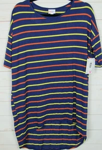 Lularoe Women's Irma Blue with Yellow and Orange Stripes Top Size Small NWT - Picture 1 of 3