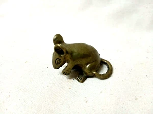 Miniature Brass Mouse Animal Figurine Statue Carve Rat Home Decor Collectible - Picture 1 of 8
