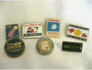 7 Tennis Pins 1993 US Open 1995 Presidents Box 1991 1998 1992 CBS Toshiba ABC - Picture 1 of 8