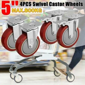 4x Heavy Duty Metal Castor Wheel 5inch 125mm Industrial Caster Swivel&Lock/brake - Picture 1 of 9
