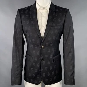 THE KOOPLES Sportmantel Größe 40 schwarz Totenkopf Wolle Kerbrevers - Bild 1 von 11