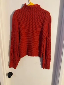 Women "Victoria Beckham" orange/red knit long sleeve pullover sweater. Size Sm. - Picture 1 of 2