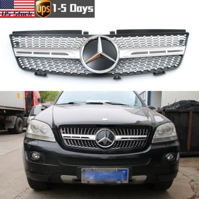 Chrome Front Grill W/Emblem Grille For Mercedes Benz W164 2005-2008 ML350 ML500 - Image 1 of 4