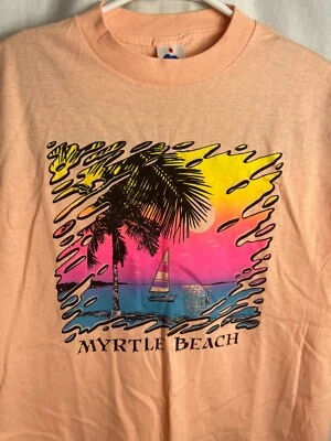 Camiseta grande vintage de una sola puntada Myrtle Beach Sunset Palm etiqueta Miller EE. UU. PAPÁ Foto 1 de 4