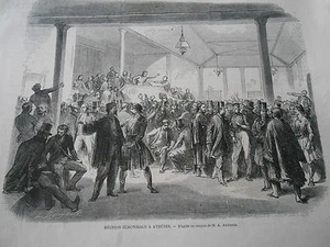 Gravure 1862 - Réunion électoral à Athènes - Bild 1 von 1