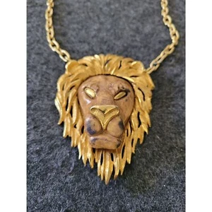Collana Testa di Leone Vintage Anni '70 Firmata Luca Razza Grande Pezzo Dichiarazione Tono Oro - Foto 1 di 7