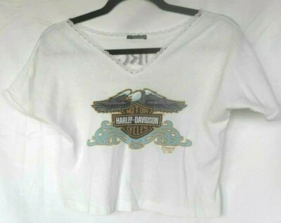 Top corto Sturgis SD 1992 con emblema 3D para mujer calavera vintage Harley Davidson pequeño 30-32 Foto 1 de 4