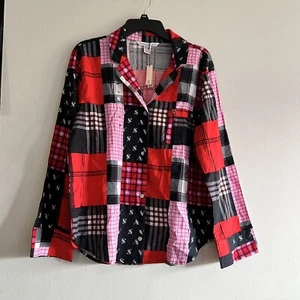 Nueva Camisa de Dormir Victorias Secret de Franela Patchwork Vacaciones 2018 Exclusiva-Mediana - Imagen 1 de 4
