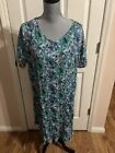 Woman Within Turquoise Blue Floral Dress Size Medium