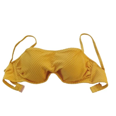 Swimwear Bra Size 34D Padded Ribbed Knit Yellow Adjustable Strap - Image 1 of 4