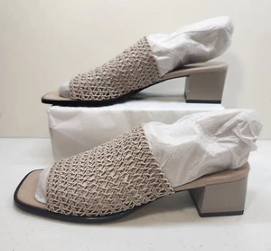 Karen Scott Woven Sandal Bel Harbor Size 10 Tan Elastic Open Toe Block Heel - Picture 1 of 10