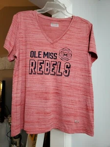 University of Mississippi Under Armour Womens T Shirt XL Red/Navy V Neck Nice - Picture 1 of 8