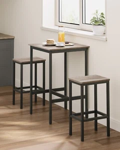 VASAGLE Bar Table and Chairs Set, Square Bar Table with 2 Bar Stools, LBT017B02 - Picture 1 of 22