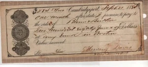 1884 Cambridgeport  MAss  Promise to Pay CHECK Document - Picture 1 of 1