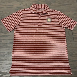 COLUMBIA Golf Atlanta United MLS Striped Golf Polo Shirt Mens Medium Stretch EUC - Picture 1 of 12