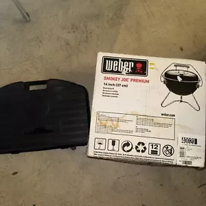Weber Smokey Joe Premium Charcoal 14 Inch Grill Black New W/ Knife BBQ Set Used - Picture 1 of 14