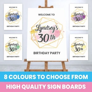 PERSONALISED WELCOME SIGN POSTER DISPLAY BOARD BIRTHDAY PARTY NAME PRINT - Picture 1 of 17