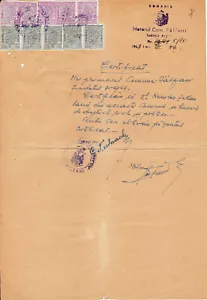 Romania, 1947, Vintage City Hall Certificate, Arges - Revenue / Fiscal Stamps - Picture 1 of 1