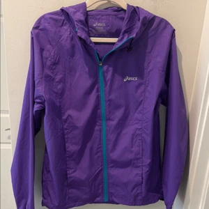 Asics Purple Windbreaker Jacket with Hood and Water-Resistant size medium - Picture 1 of 9