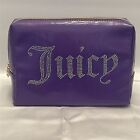 New JUICY COUTURE Purple Rhinestone Cosmetic Make-up Case, Clutch Travel Bag 